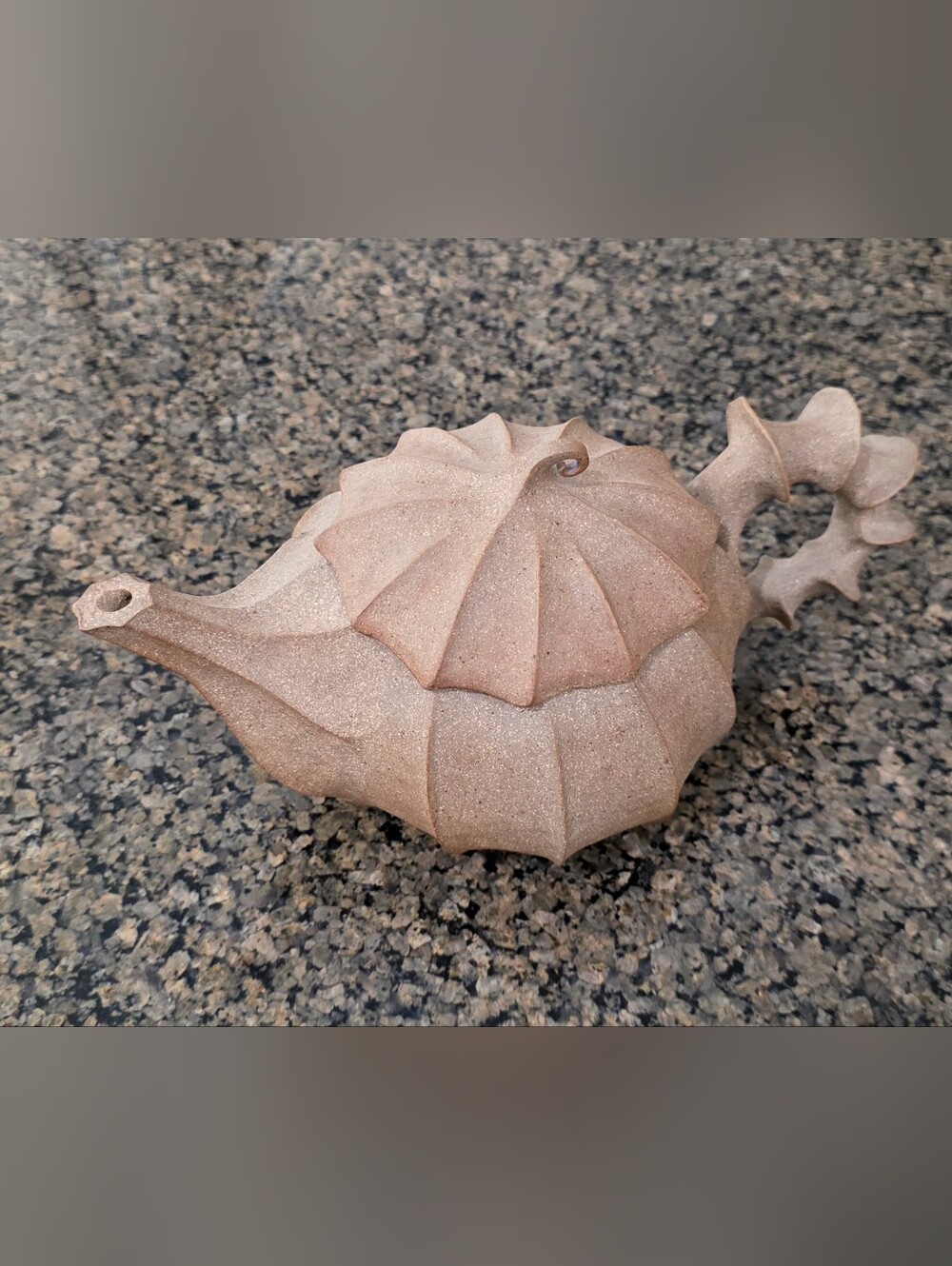 Barbara Walch Pottery Teapot Handmade Built Sculptural Functional Pumpkin Like